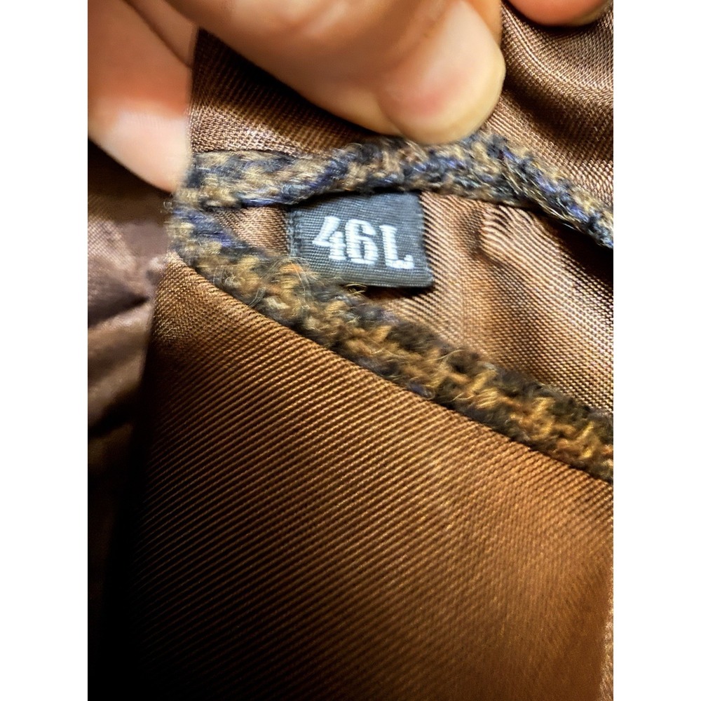 English Manor Men's Tweed Sport Coat Blazer Two Button Brown Wool Size 46L - Picture 10 of 16